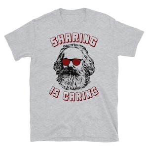 Sharing Is Caring - Karl Marx Silhouette, Socialista, Marxista, Socialismo Democratico, T-Shirt di sinistra
