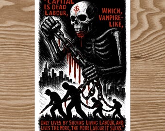 Capital Is Dead Labour - Marx Quote, Anti-Capitalist, Socialist Sticker