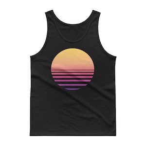 Vaporwave Sunset - Synthwave, estética dos anos 80, EDM, regata japonesa