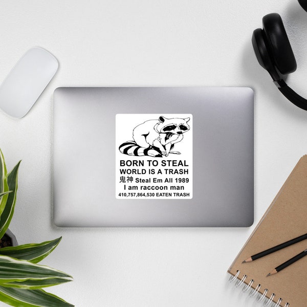 Born To Steal World Is A Trash - Raccoon Meme Sticker