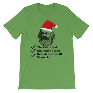 Santa Marx - Karl Marx, Christmas, Philosophy, Economics, Socialism, Communism T-Shirt Leaf