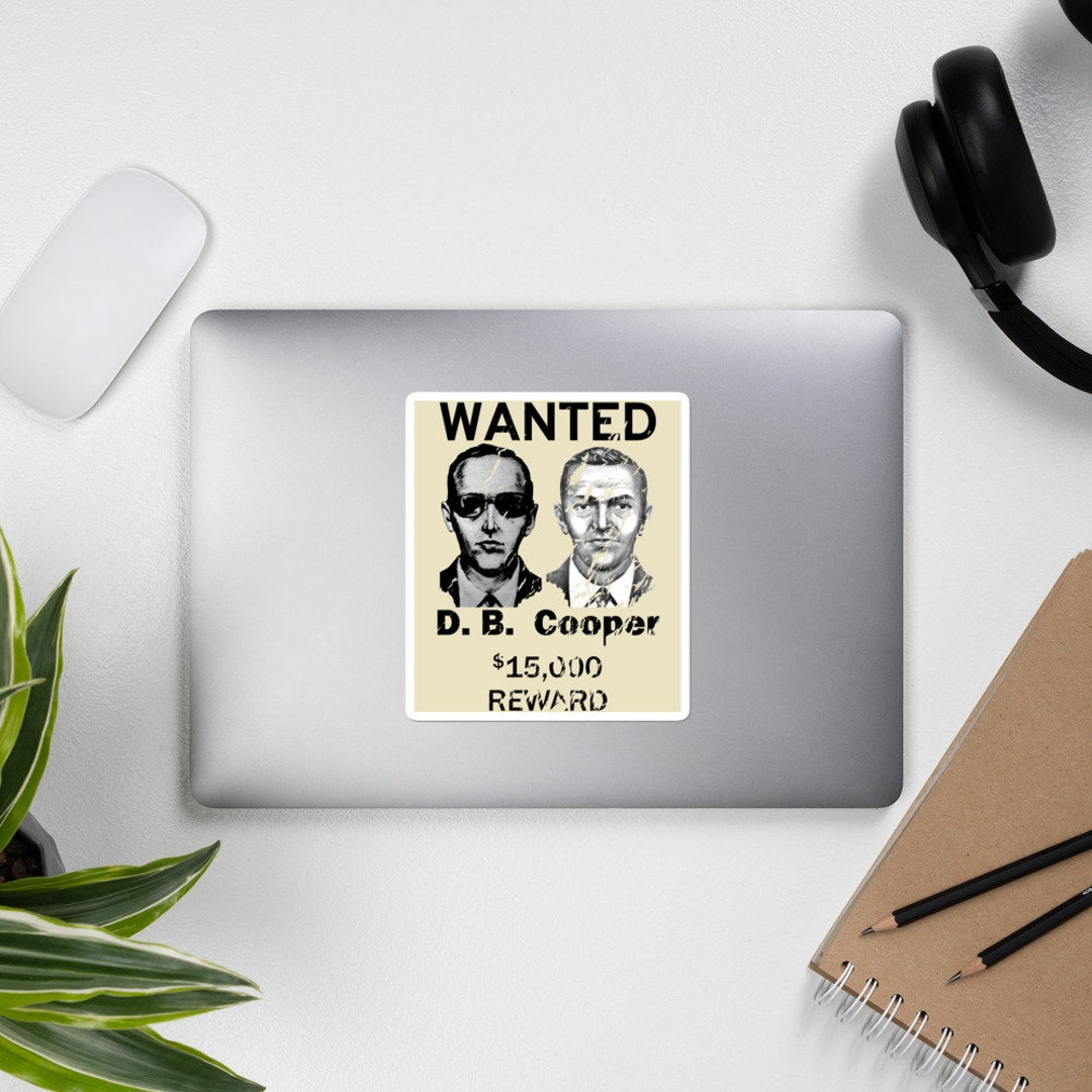 Robbery Sticker DB Cooper Wanted Poster - Criminal, FBI, Plane Hijacking, Unsolved ...