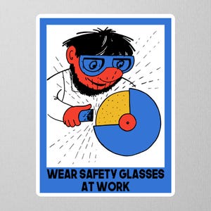 Wear Safety Glasses At Work Translated - Soviet Work Safety Propaganda Magnet