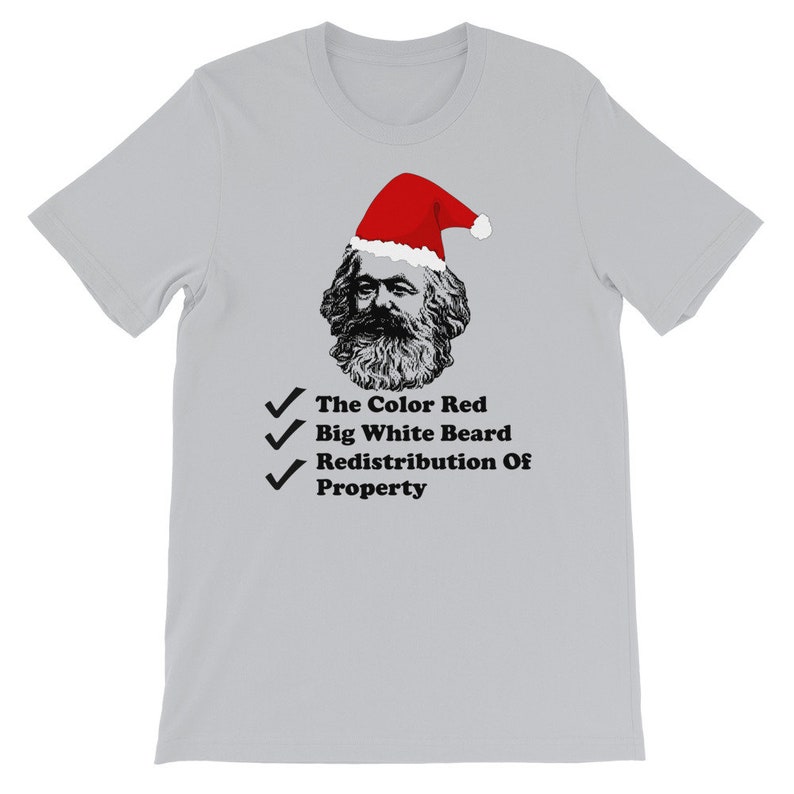 Santa Marx - Karl Marx, Christmas, Philosophy, Economics, Socialism, Communism T-Shirt Silver