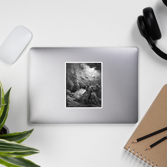 The Angel Appearing to Balaam - Gustave Doré, La Grande Bible de Tours, Aesthetic, Gothic, Metal Sticker