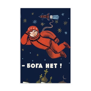 Cartão Postal No God Up Here Transparent - Refinado, Propaganda do Cosmonauta Soviético, Yuri Gagarin