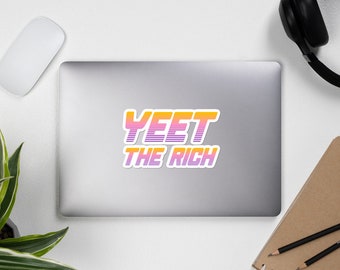 Yeet The Rich - Eat The Rich, Socialist, Vaporwave Aesthetic Sticker