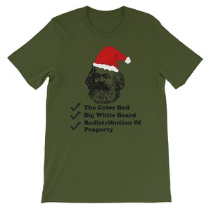 Santa Marx - Karl Marx, Christmas, Philosophy, Economics, Socialism, Communism T-Shirt Olive