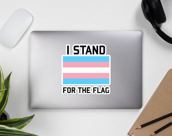 Je représente le drapeau de la fierté trans - LGBTQ, transgenre, queer, droits des transgenres, autocollant de la fierté