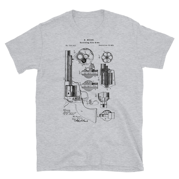 Single Action Army Patent - Colt, Peacemaker, Revolver, Blueprint, Gunsmith, Design T-Shirt