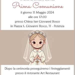 Invito digitale personalizzabile Prima Comunione - bimba e bimbo
