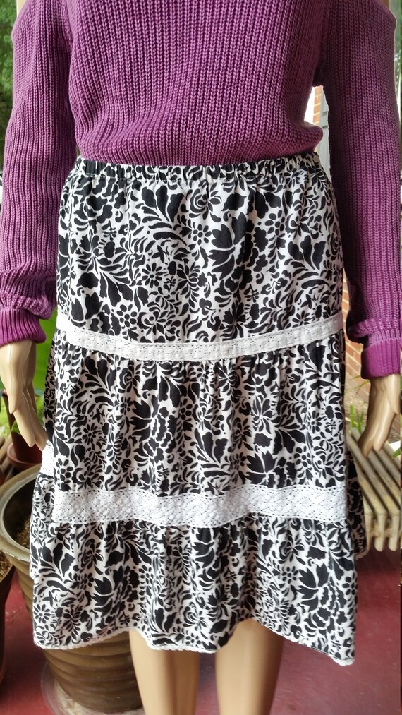 100 cotton skirt, peasant, Victorian inspired floral… Gem