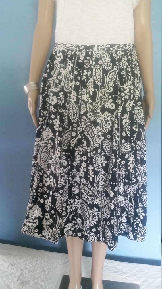 black and white paisley skirt