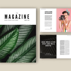 Plantilla de diseño de revista / Revista digital / InDesign / Impresión / Estilo de vida, Moda, Viajes, Diseño, Comida, Noticias / Plantilla de folleto imagen 1