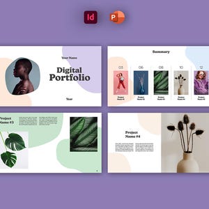 Digital Portfolio Layout | Digital Presentation | Pitch Deck | Digital Slideshow Template | Digital Photo Album | InDesign | Powerpoint