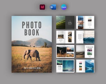 Photography Album Book Template | Portfolio | Print | Travel | Project | Landscape | Photographer | Photo Book | Canva | Word | InDesign
