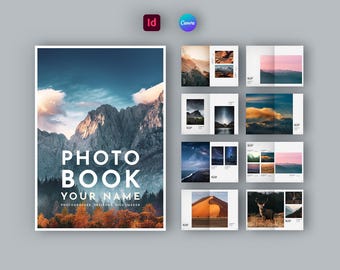 Photo Album Book Template | Portfolio | Print | Travel | Project | Landscape | Photographer | Photography | Photobook | Canva | InDesign