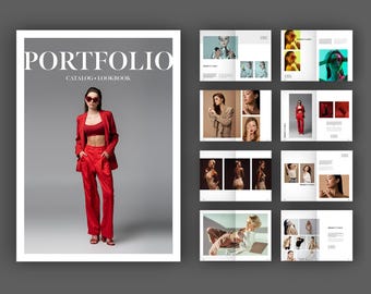 Layout de portfólio minimalista | Modelo de álbum de fotos | Modelo de folheto | Modelo de livro | Modelo de álbum de fotos | Modelo de álbum