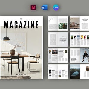 Minimalist Magazine Layout Template | Magazine Brochure Layout | Print Magazine Layout | Modern Magazine Layout | InDesign | Canva | Word