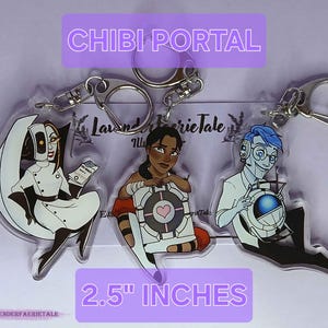 Portal 2 Acrylic 2.5 Inches Double Sided Charm Keychains| Chell, Wheatley, GLaDOS