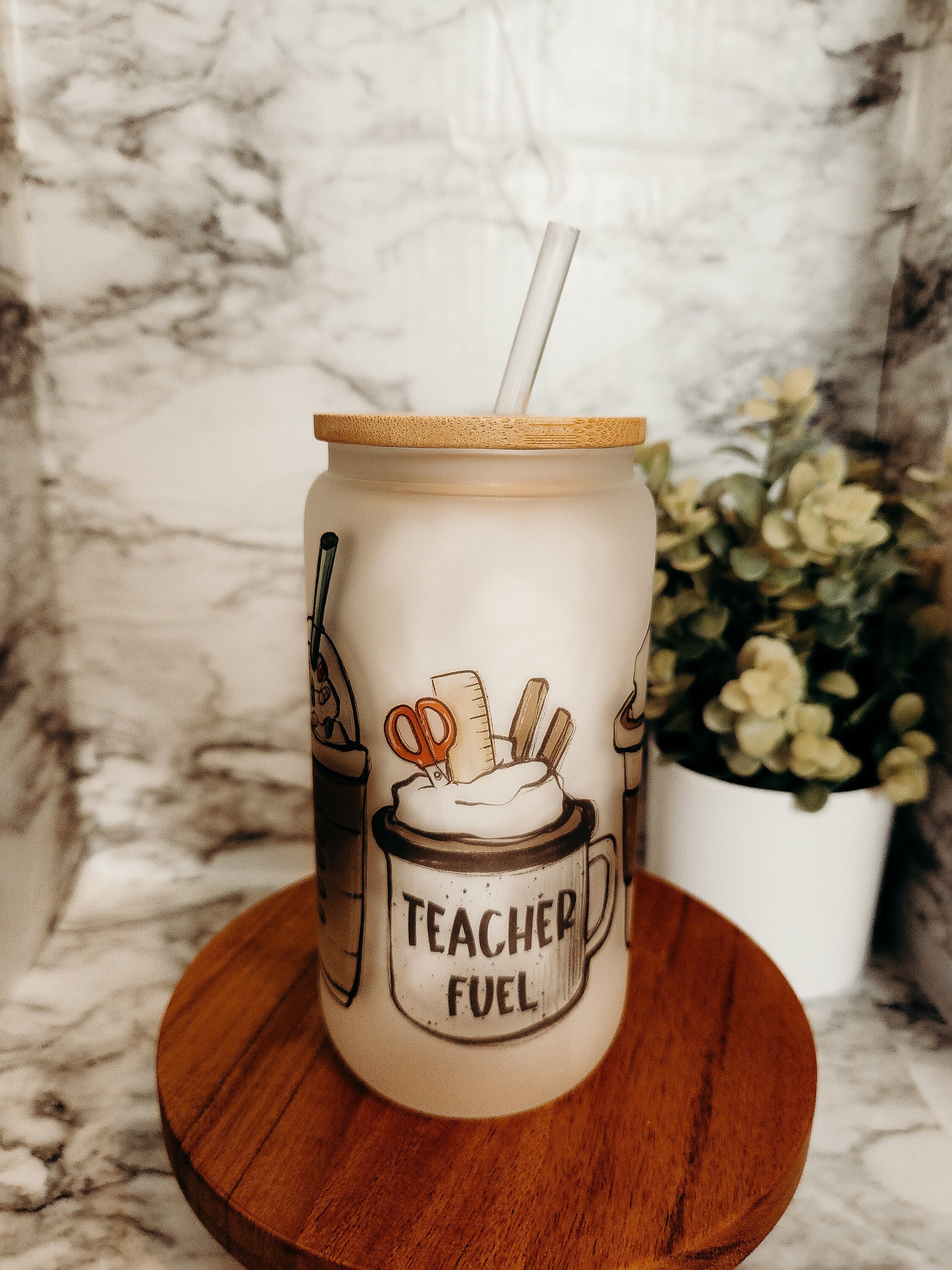 Teacher Glass Cup, Teacher Iced Coffee Cup for Women, Cute T
