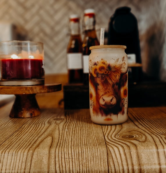 Highland Cow Iced Coffee Glass, to Go Coffee Cup, Western Coffee Cup,  Highland Cow Iced Coffee Cup, Floral Highland Cow, Highland Cow Gift 