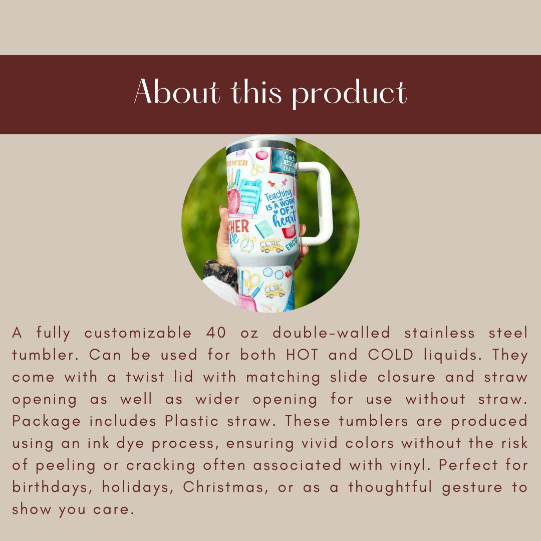 Personalized 40oz Tumbler for Moms, Matte White Travel Mug with Handle & Straw - Perfect for Hot or Cold Drinks