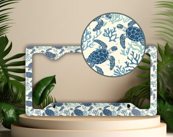 Sea Turtle License Plate Frame: Beach Car Decor, Ocean Vanity Tag