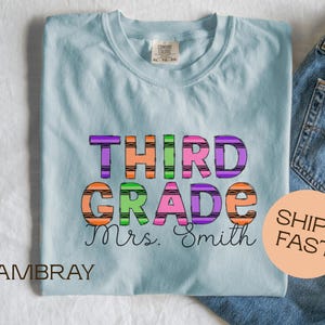 Custom Comfort Colors Third Grade Teacher Shirt: Personalized Elementary School Tee