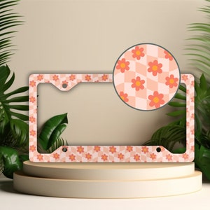 Floral License Plate Frame: Groovy Daisy Car Decor