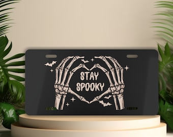 Stay Spooky Skeleton Hands License Plate - Goth Car Decor
