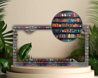 Bookish Bookshelf License Plate Frame: Reader Car Decor