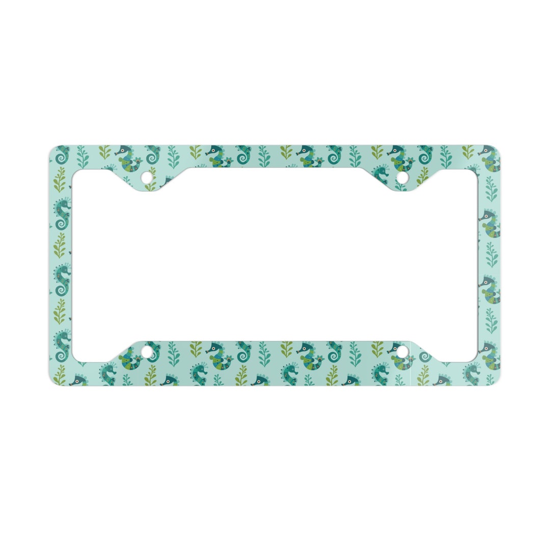 Seahorse License Plate Frame, Beach Car Decor, Ocean Themed License