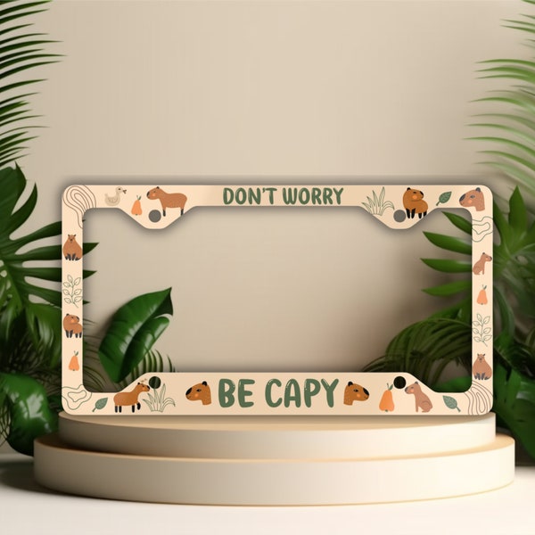 Capybara License Plate Frame, Kawaii Car Decor, Cute Car Accessories, Funny License Plate Covers, Don't Worry Be Capy, Animal Lover Gifts