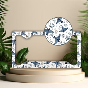 Stingray License Plate Frame: Ocean Car Decor, Sea Life Vanity Tag