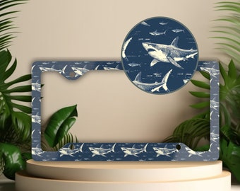 Shark License Plate Frame, Beachy Ocean Lover Car Decor
