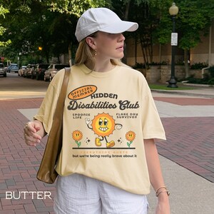 Hidden Disability Shirt, Chronic Illness Comfort Colors Retro Graphic Tee, Spoonie Gift Butter
