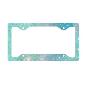 Mermaid Scale License Plate Frames, Ocean Themed Front Vanity Car Tag Holder, Beach Lover Gifts, Car Accessories for Women