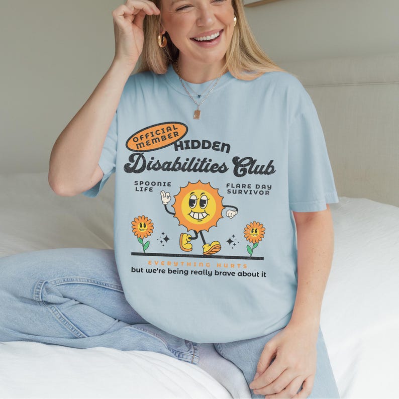 Hidden Disability Shirt, Chronic Illness Comfort Colors Retro Graphic Tee, Spoonie Gift Chambray