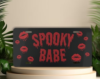 Spooky Babe License Plate, Horror Movie Fan Car Decor