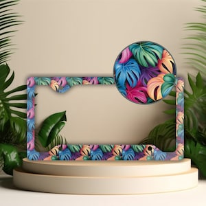 Tropical Palm Leaf License Plate Frame: Botanical Car Decor