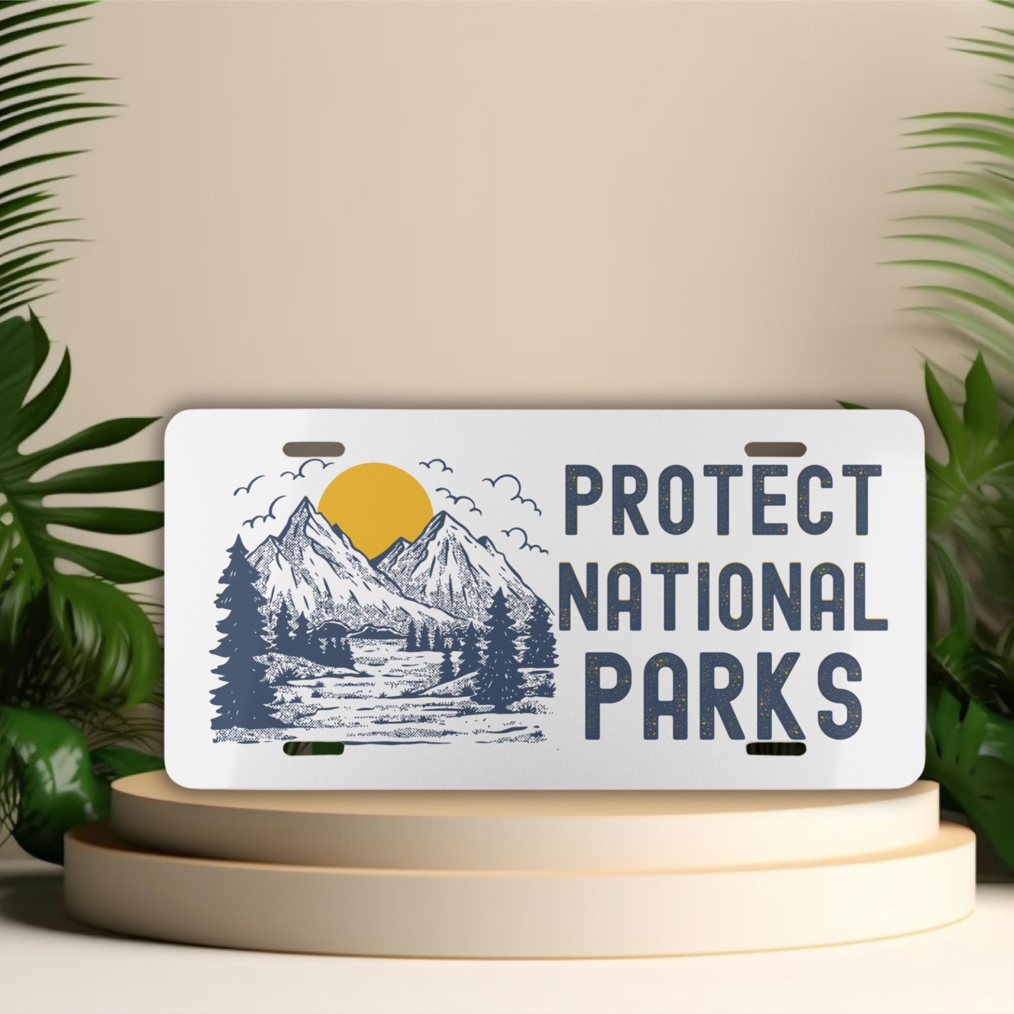 Protect National Parks Aluminum License Plate: Outdoorsy Car Decor