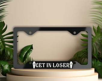 Goth License Plate Frame: Spooky Black Metal Car Decor