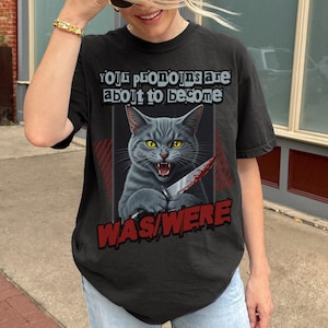 Funny Cat Meme Bootleg Rap Tee, Your Pronouns Are About to Become Was/Were, Gen Z Humor Shirt, Stupid Brainrot T-Shirt, Comfort Colors®