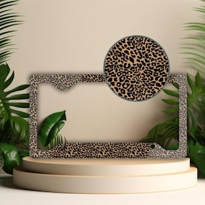 Leopard Print License Plate Frame: Aluminum Car Accessories