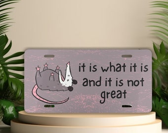 Funny Possum License Plate, Opossum Meme Vanity Car Tag