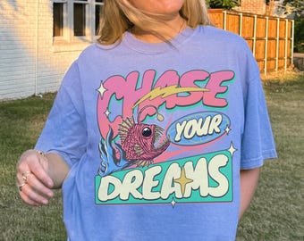 Angler Fish Graphic Tee, Chase Your Dreams Marine Life T-Shirt