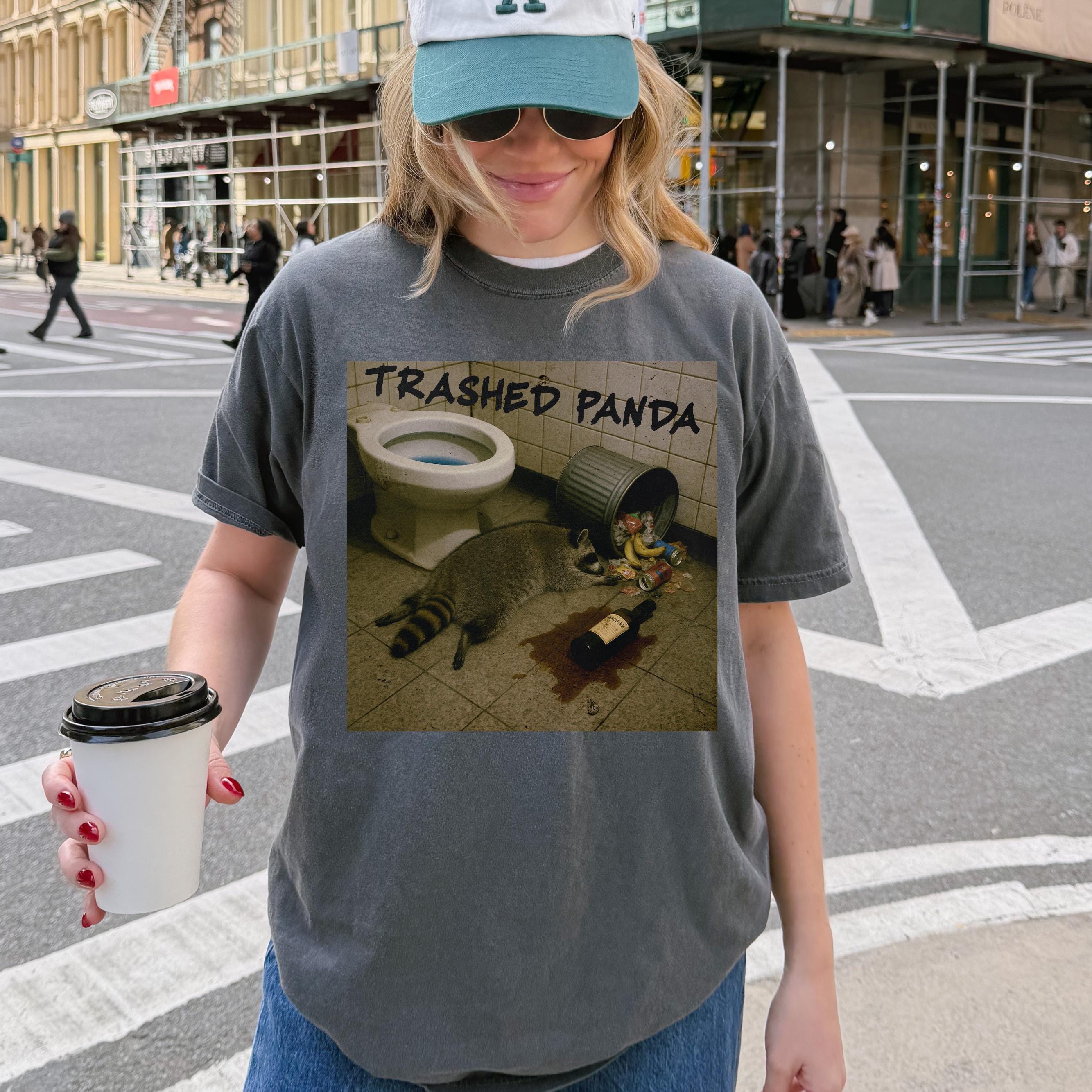 Getting Trashed Meme Trashed Panda Funny Drunk Raccoon Meme Shirt, Animal Humor T-shirt, Gag ...