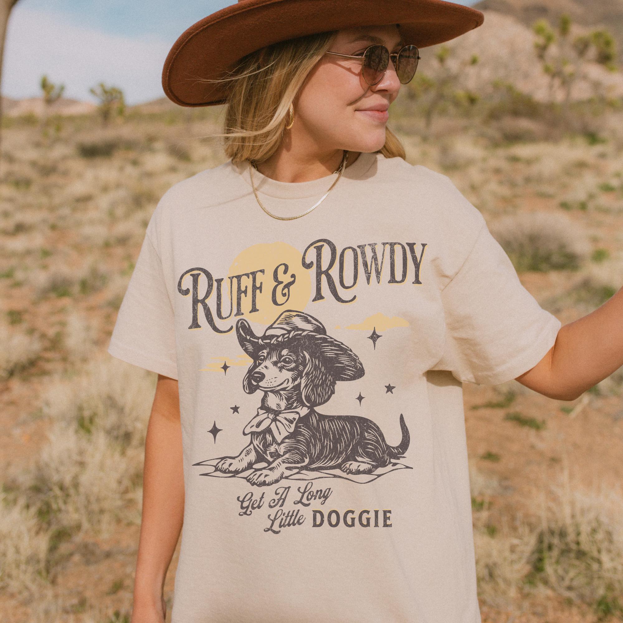Dachshund Cowboy Shirt: Funny Weiner Dog Graphic Tee - Western Doxie Mom Tshirt