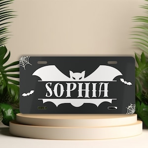 Bat License Plate, Custom Goth Front License Plate With Name, Bats Car Decor, Personalized Vanity Car Tag, Gothic Car Accessories, Spooky